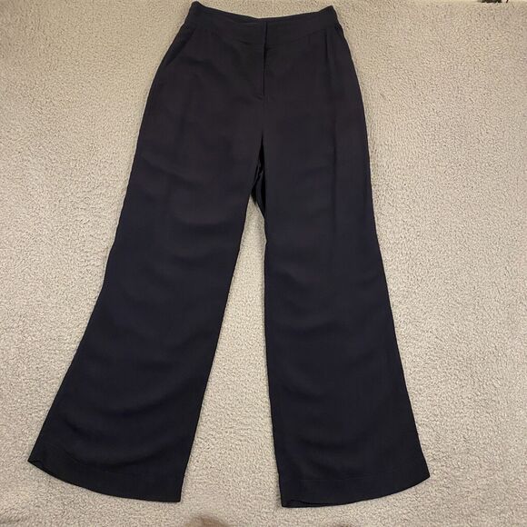 See by Chloe Wide Leg Pants‎ Womens 42 Satin Baggy Blue Flowy Office Career - Picture 1 of 9